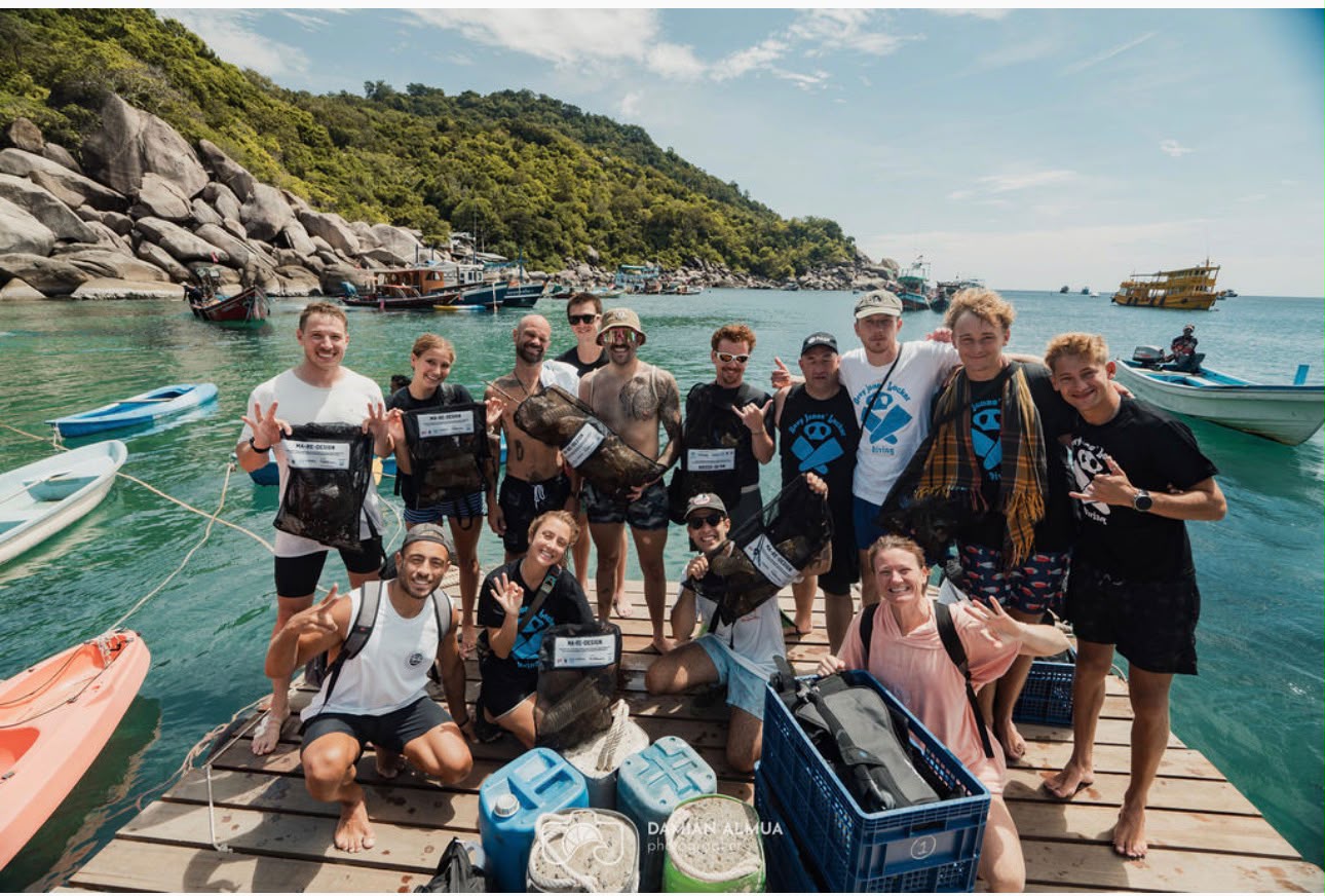Walid's dive team, geared up on a boat