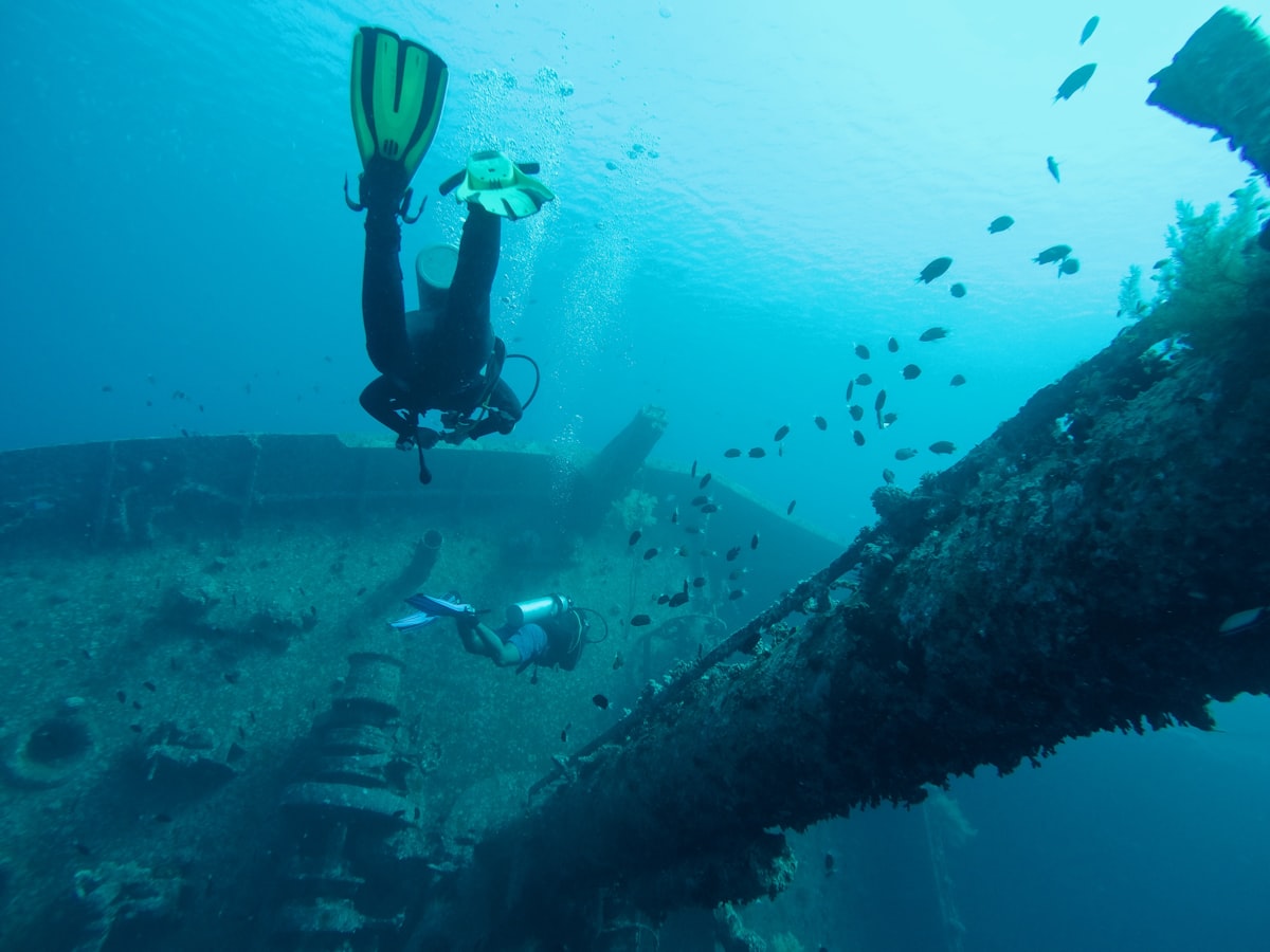 Diver exploring a Red Sea shipwreck