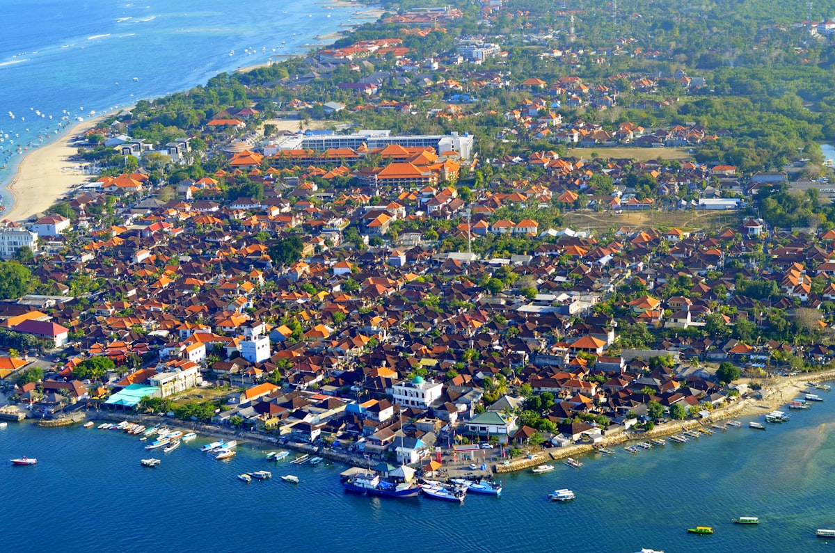 Aerial view of the Bali coastline, Indonesia